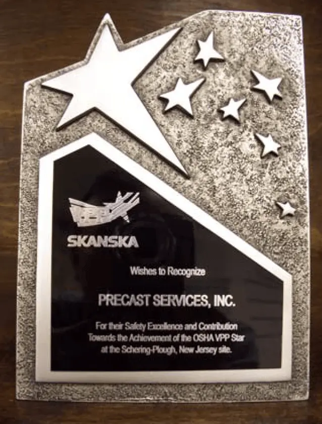 Image of Skanska Safety Excellence Award Plaque