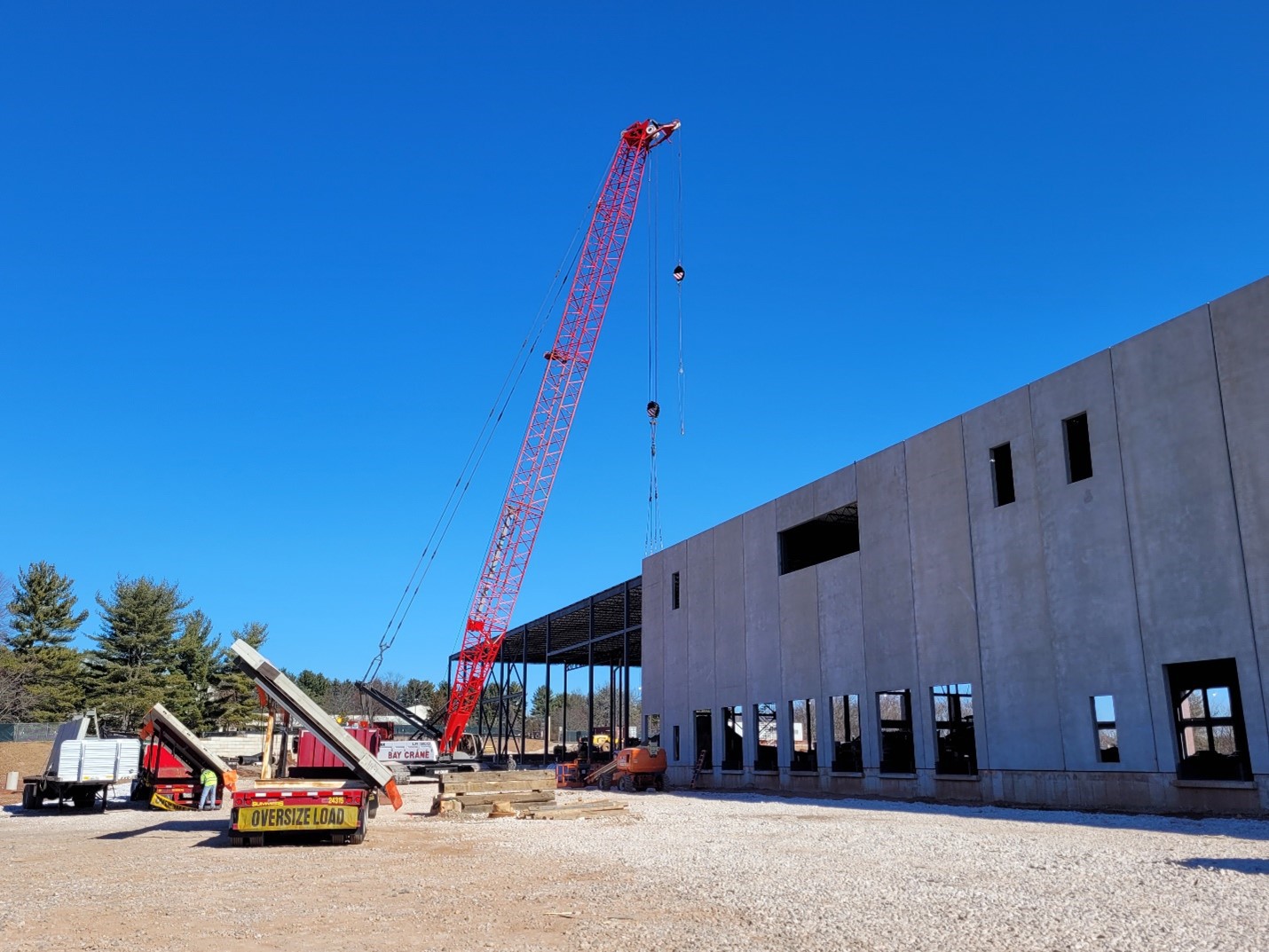 Precast walls being erected at MacArthur Blvrd. Warehouse