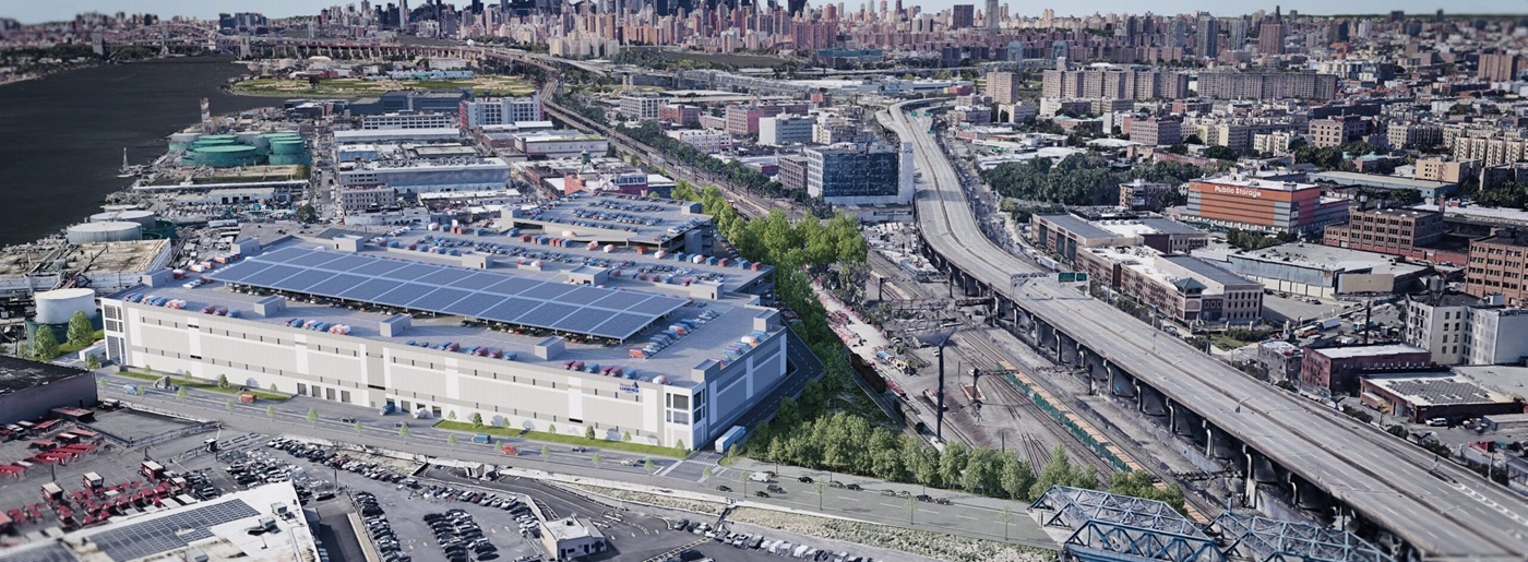 Aerial view of Bronx Logistics Center.